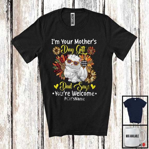 MacnyStore - Personalized Custom Name I'm Your Mother's Day Gift, Floral Cat Owner, Sunflowers T-Shirt