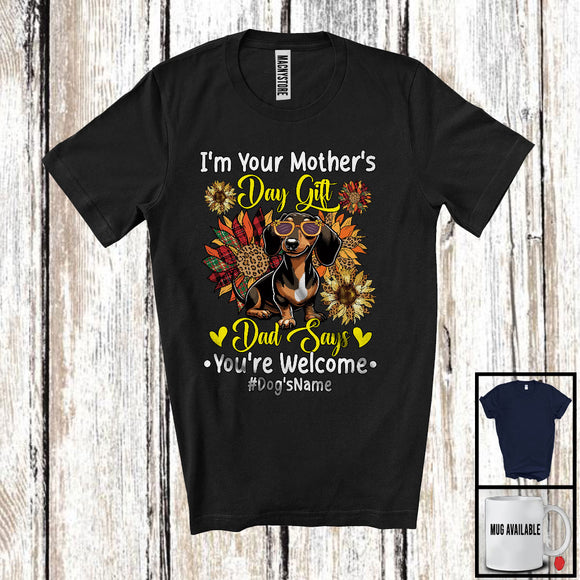 MacnyStore - Personalized Custom Name I'm Your Mother's Day Gift, Floral Dachshund Owner, Sunflowers T-Shirt