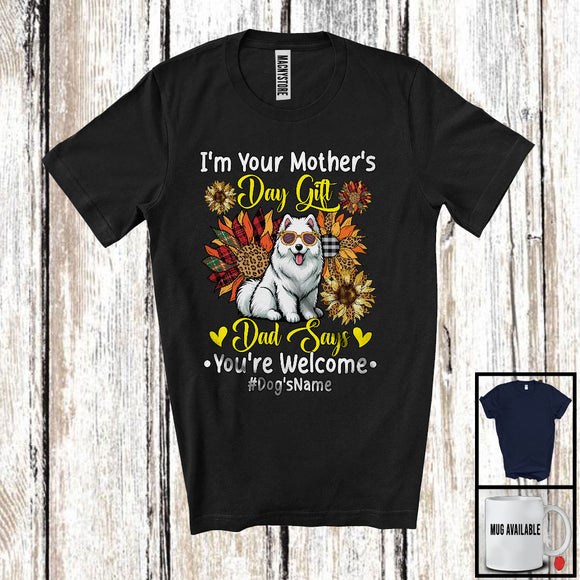 MacnyStore - Personalized Custom Name I'm Your Mother's Day Gift, Floral Samoyed Owner, Sunflowers T-Shirt