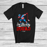 MacnyStore - Personalized Custom Name Ice Hockey Squad; Amazing 4th Of July Dabbing Sport Player; Patriotic T-Shirt