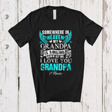 MacnyStore - Personalized Custom Name In Heaven My Grandpa Is Smiling; Lovely Father's Day Wings Family T-Shirt