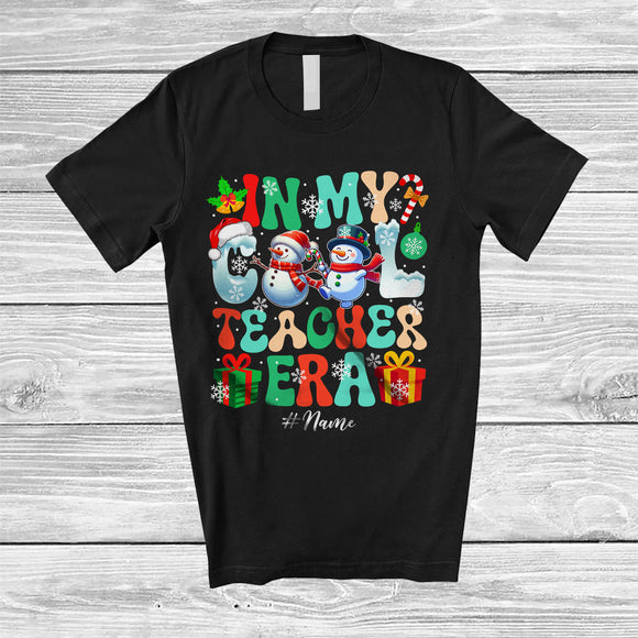 MacnyStore - Personalized Custom Name In My Cool Teacher Era; Amusing Christmas Snowman Teacher Proud Job T-Shirt