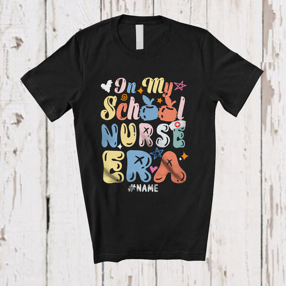 MacnyStore - Personalized Custom Name In My School Nurse Era; Adorable Back To School Girl Women Nurse Proud T-Shirt