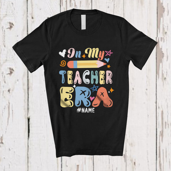MacnyStore - Personalized Custom Name In My Teacher Era; Adorable Back To School Girl Women Teacher Proud T-Shirt