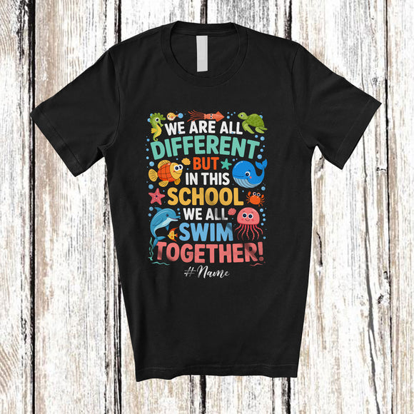 MacnyStore - Personalized Custom Name In This School We All Run Together; Lovely Back To School Sea Animal T-Shirt