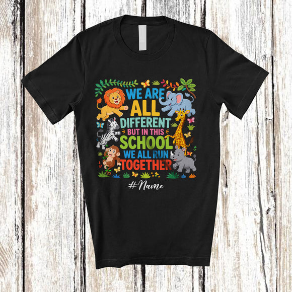 MacnyStore - Personalized Custom Name In This School We All Run Together; Lovely Back To School Wild Animal T-Shirt