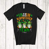 MacnyStore - Personalized Custom Name Irish Dispatcher Team; Amazing St. Patrick's Day Three Gnomes Family T-Shirt