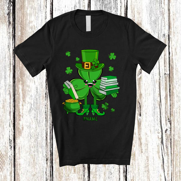 MacnyStore - Personalized Custom Name Irish Librarian Shamrock; Awesome St. Patrick's Day Lucky Family T-Shirt