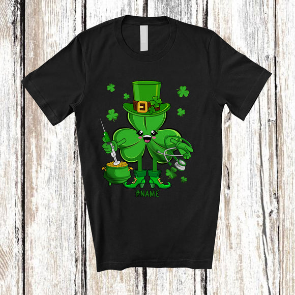 MacnyStore - Personalized Custom Name Irish Nurse Shamrock; Awesome St. Patrick's Day Lucky Family T-Shirt