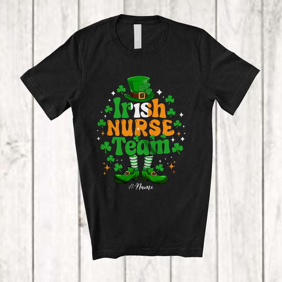 MacnyStore - Personalized Custom Name Irish Nurse Team; Amazing St. Patrick's Day Leprechaun Family T-Shirt