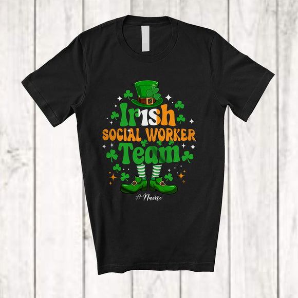 MacnyStore - Personalized Custom Name Irish Social Worker Team; Amazing St. Patrick's Day Leprechaun T-Shirt