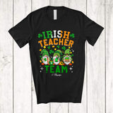 MacnyStore - Personalized Custom Name Irish Teacher Team; Amazing St. Patrick's Day Three Gnomes Family T-Shirt