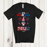 MacnyStore - Personalized Custom Name It's 4th Of July Bruh; Joyful Gnome Gnomies American Flag; Patriotic T-Shirt