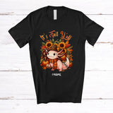 MacnyStore - Personalized Custom Name It's Fall Y'all; Wonderful Thanksgiving Pilgrim Axolotl Pumpkin Sunflower T-Shirt