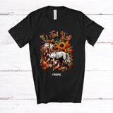 MacnyStore - Personalized Custom Name It's Fall Y'all; Wonderful Thanksgiving Pilgrim Horse Pumpkin Sunflower T-Shirt