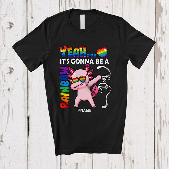 MacnyStore - Personalized Custom Name It's Gonna Be A Rainbow; Lovely LGBTQ Pride Gay Dabbing Axolotl T-Shirt