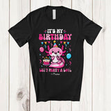 MacnyStore - Personalized Custom Name It's My Birthday Party A Lotl; Adorable Birthday Axolotl Animal Lover T-Shirt