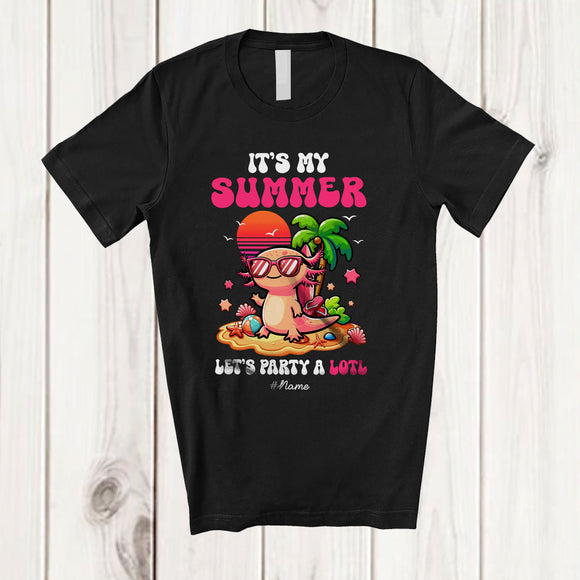 MacnyStore - Personalized Custom Name It's My Summer Party A Lotl; Adorable Summer Vacation Axolotl Animal T-Shirt