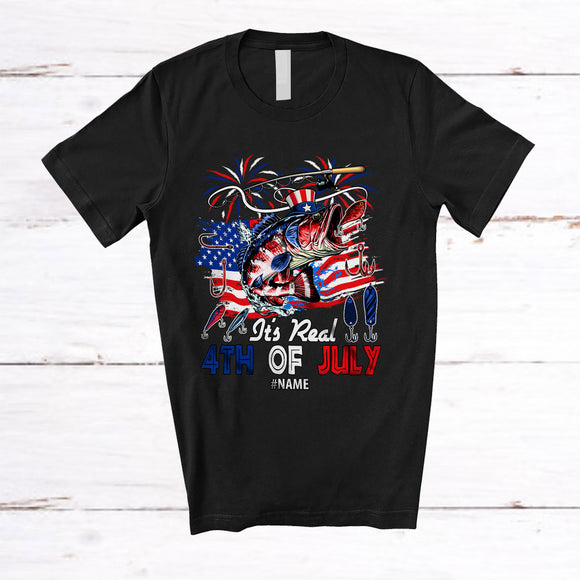 MacnyStore - Personalized Custom Name It's Real 4th of July; Joyful US Flag Fishing Tools; Patriotic T-Shirt