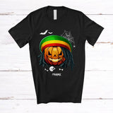 MacnyStore - Personalized Custom Name Jamaica Carved Pumpkin; Scary Halloween Jamaican Family T-Shirt