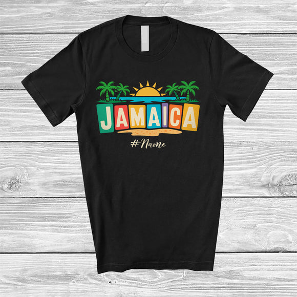 MacnyStore - Personalized Custom Name Jamaica; Joyful Summer Vacation Party Beach; Friends Family T-Shirt