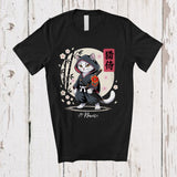MacnyStore - Personalized Custom Name Japanese Cat Tattoo; Lovely Kawaii Ninja Cat Japanese Martial Arts T-Shirt