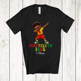 MacnyStore - Personalized Custom Name Juneteenth; Cheerful Custom Name Afro Boy Dabbing Melanin African T-Shirt