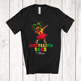 MacnyStore - Personalized Custom Name Juneteenth; Cheerful Custom Name Afro Girl Dabbing Melanin African T-Shirt