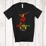 MacnyStore - Personalized Custom Name Juneteenth; Cheerful Custom Name Afro Women Dabbing Melanin African T-Shirt