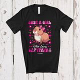 MacnyStore - Personalized Custom Name Just A Girl Who Loves Capybaras; Amusing Flower Floral Capybara T-Shirt