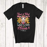 MacnyStore - Personalized Custom Name Just A Girl Who Loves Goats; Lovely Flowers Goat Sunflower; Family T-Shirt