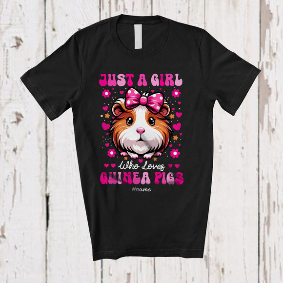 MacnyStore - Personalized Custom Name Just A Girl Who Loves Guinea Pigs; Amusing Flower Floral Guinea Pig T-Shirt