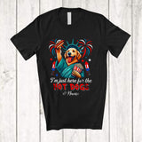 MacnyStore - Personalized Custom Name Just Here For The Hot Dogs; Proud Golden Retriever Liberty Patriotic T-Shirt