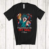 MacnyStore - Personalized Custom Name Just Here For The Hot Dogs; Proud Husky Liberty Patriotic T-Shirt