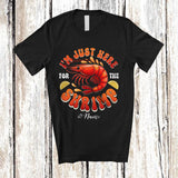 MacnyStore - Personalized Custom Name Just Here For The Shrimp; Joyful Seafood Boil Party Fishing Food T-Shirt