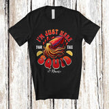MacnyStore - Personalized Custom Name Just Here For The Squid; Joyful Seafood Boil Party Fishing Food Squid T-Shirt