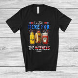 MacnyStore - Personalized Custom Name Just Here For The Wieners; Amazing 4th of July BBQ Hot Dog; Patriotic T-Shirt
