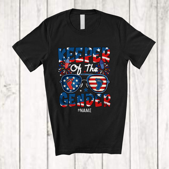 MacnyStore - Personalized Custom Name Keeper Of The Gender; Proud 4th Of July Gender Reveal Sunglasses T-Shirt