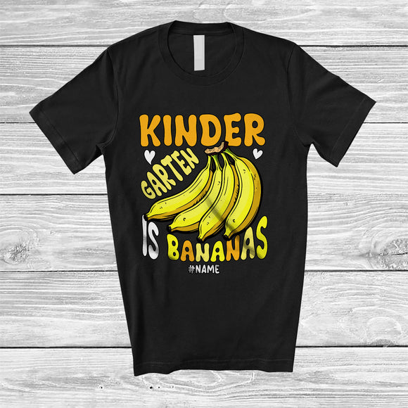 MacnyStore - Personalized Custom Name Kindergarten Is Bananas; Humorous Back To School Banana Fruit Teacher T-Shirt