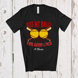 MacnyStore - Personalized Custom Name Kiss My Balls For Good Luck; Amusing Softball Player Sport Team T-Shirt