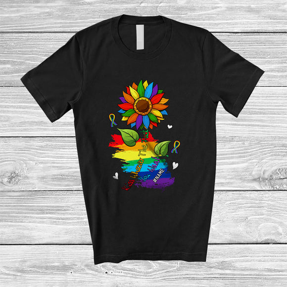 MacnyStore - Personalized Custom Name Kiss Whoever The Fuck You Want; Lovely LGBTQ Rainbow Sunflower T-Shirt