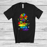 MacnyStore - Personalized Custom Name Kiss Whoever The Fuck You Want; Lovely LGBTQ Rainbow Sunflower T-Shirt