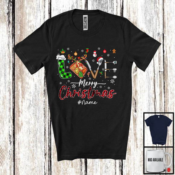 MacnyStore - Personalized Custom Name LOVE Merry Christmas; Proud Plaid Lunch Lady Tools; Jobs Careers T-Shirt