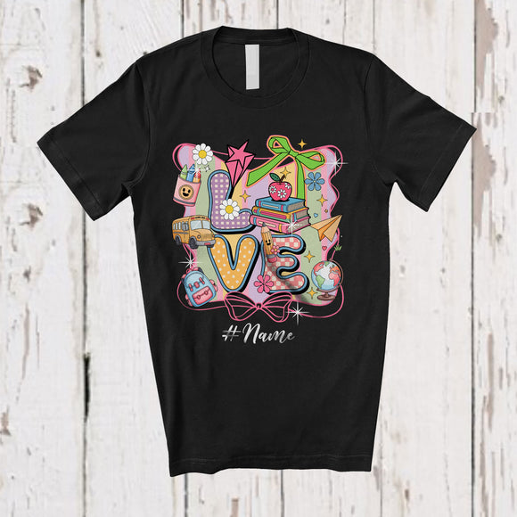 MacnyStore - Personalized Custom Name LOVE; Lovely Back To School First Day Tools Coquette; Students T-Shirt