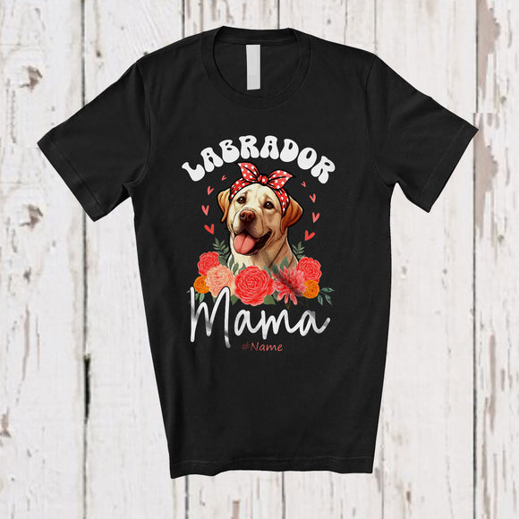 MacnyStore - Personalized Custom Name Labrador Mama; Adorable Mother's Day Flowers Bandana; Family T-Shirt