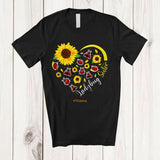 MacnyStore - Personalized Custom Name Ladybug Sister; Floral Mother's Day Sunflowers Heart Shape T-Shirt