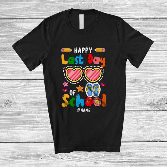 MacnyStore - Personalized Custom Name Last Day Of School; Joyful Summer Sunglasses Student Teacher T-Shirt