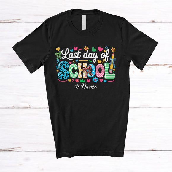 MacnyStore - Personalized Custom Name Last Day Of School; Lovely Summer Leopard Coquette; Students Teacher T-Shirt