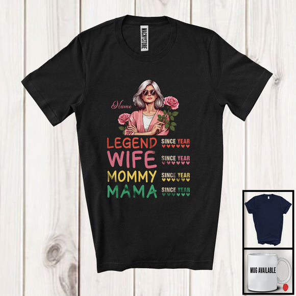MacnyStore - Personalized Custom Name Legend Wife Mommy Mama, Lovely Mother's Day Roses, Family T-Shirt