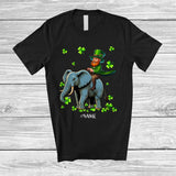 MacnyStore - Personalized Custom Name Leprechaun Riding Elephant; Lovely St. Patrick's Day Shamrocks; Family T-Shirt